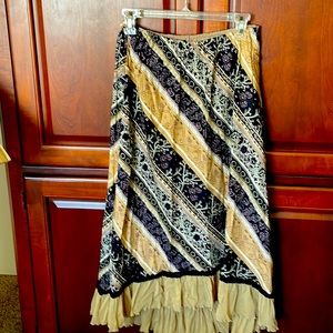 Inc hi low skirt floral purple beige black